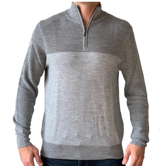 NWOT- Jeremy Argyle NYC- Sz XL- Light Grey Heather Sweater- Half Zip - Picture 1 of 7